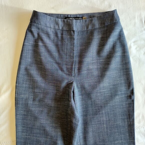ANTONIO MELANI Straight Leg Textured Blue Cropped Dress Pants Non-Stretch 0 - Picture 5 of 10